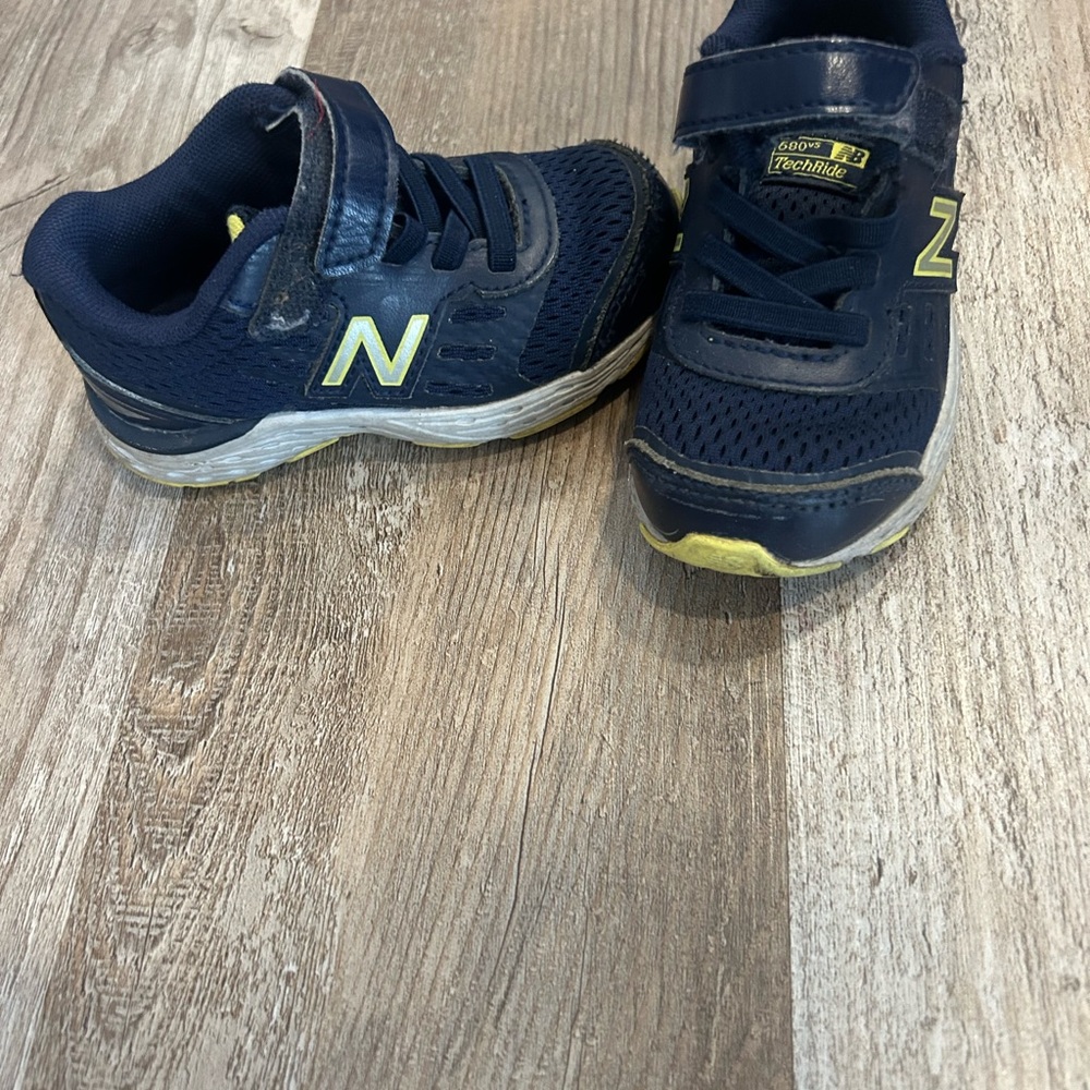 New Balance Kids' Navy and Yellow Sneakers
